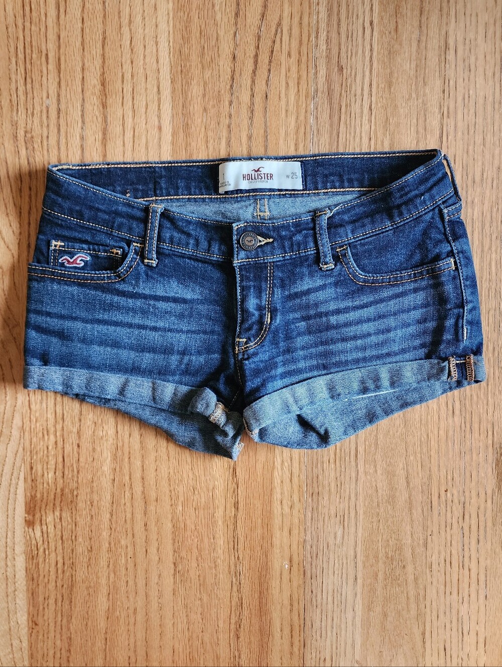 Hollister Junior's Denim Dark Wash Casual Everyday Micro Shorts Size 1